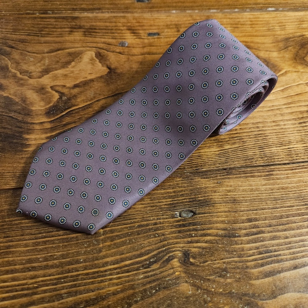 Michael Reed Collection 100% Silk Men's Tie Purple‎ Floral Geometric Pattern 56"